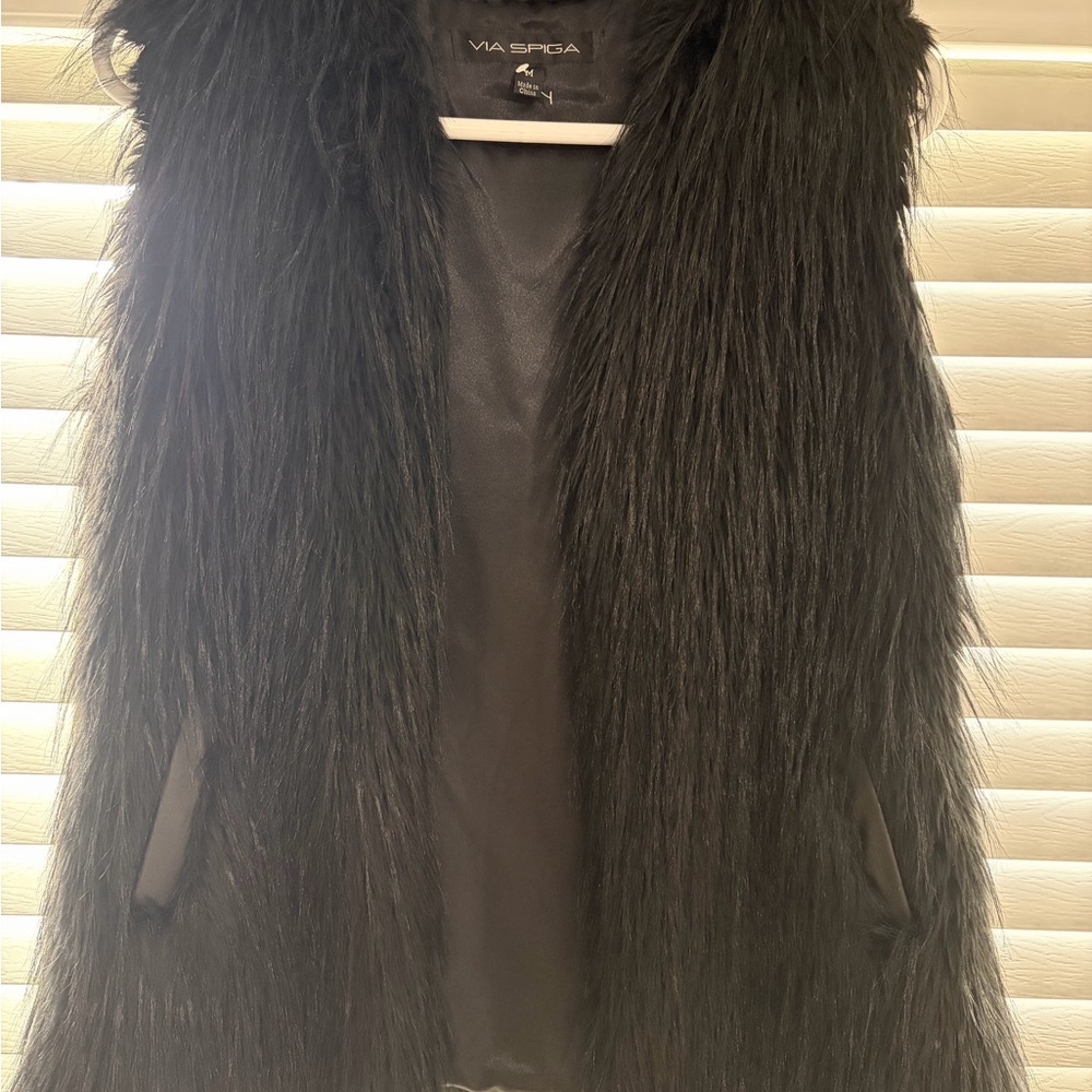 Via Spiga Dark Faux Fur Vest